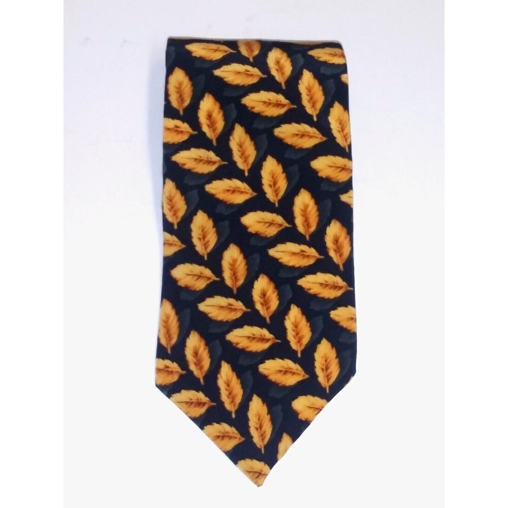 J. Garcia Mens Tie Landscape With Eye Collection Ten Limited Wide leaf print EUC